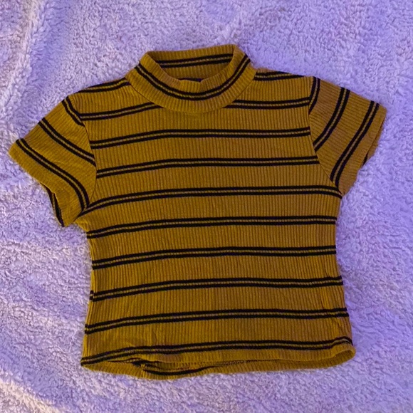 brassy stripped mock neck top - Picture 1 of 1
